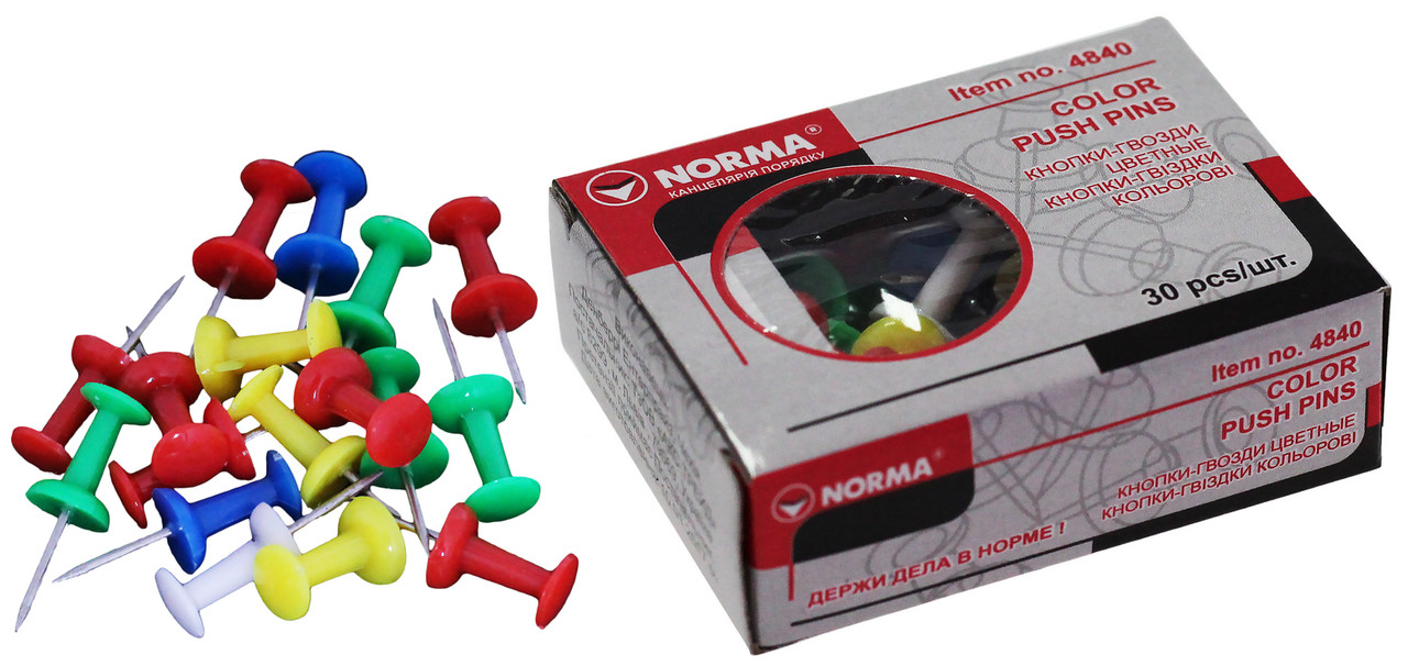 Кнопки NORMA (4840N), металеві з пластиковим гвіздочком, 30шт.